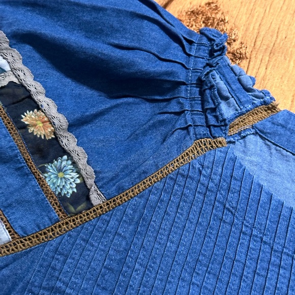 GUC Anthropologie Ulla Patchwork Denim Blouse US6 Medium by Seen Worn Kept - Picture 6 of 9